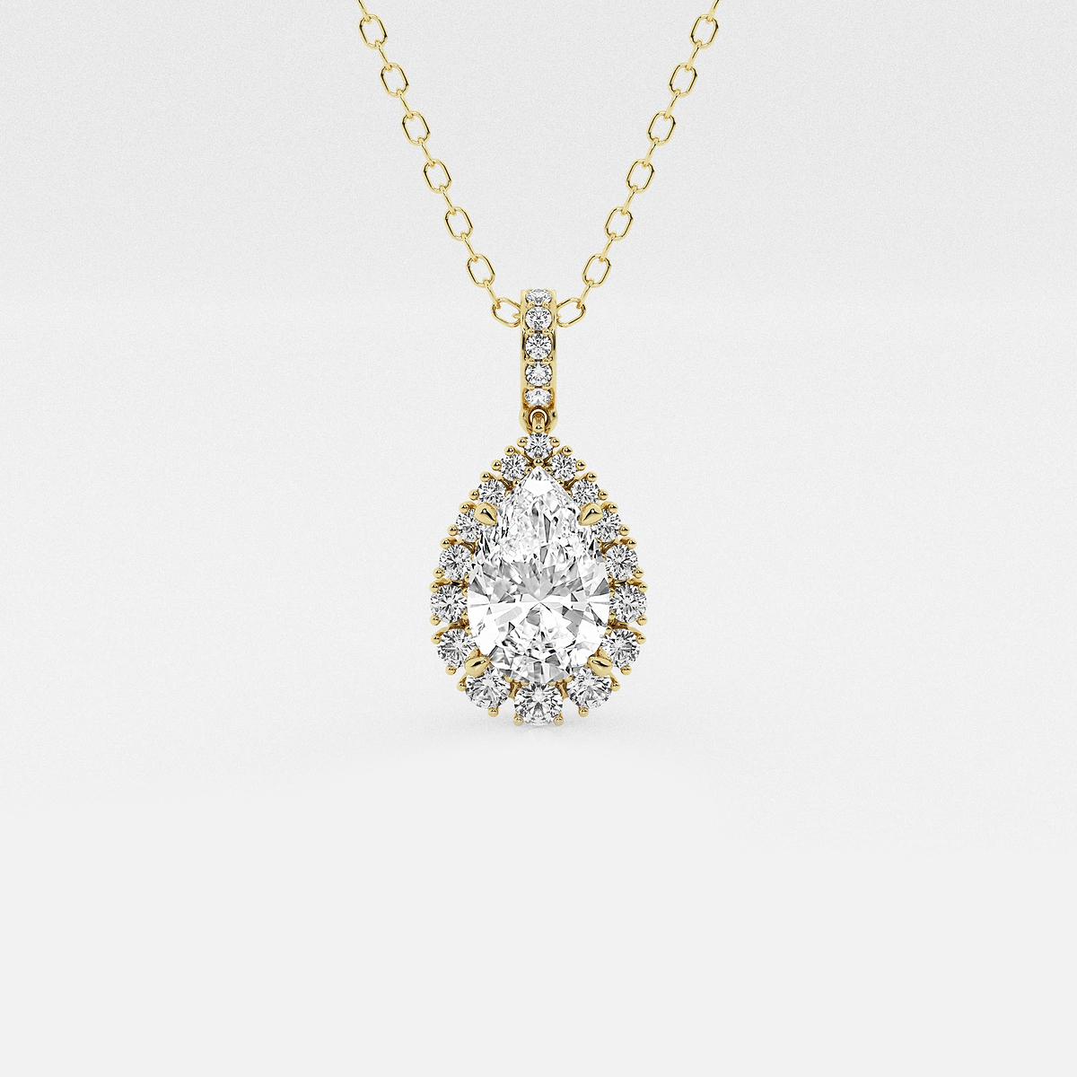 2 1/4 ctw Pear Lab Grown Diamond Halo Pendant with Adjustable Chain